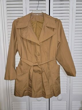 Sears Camel - Tan Women's L Belted Trench Coat VINTAGE